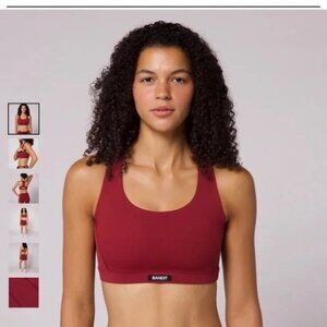 Bandit Running Gridlock scoop neck cherry Sports Bra XS